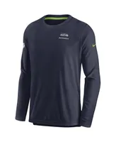 Men's Nike College Navy Seattle Seahawks Sideline Lockup Performance Long Sleeve T-shirt