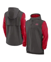 Men's Nike Pewter, Red Tampa Bay Buccaneers Sideline Player Quarter-zip Hoodie