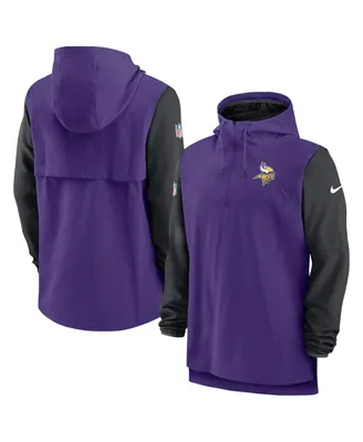 Men's Nike Purple, Black Minnesota Vikings Sideline Player Quarter-zip Hoodie