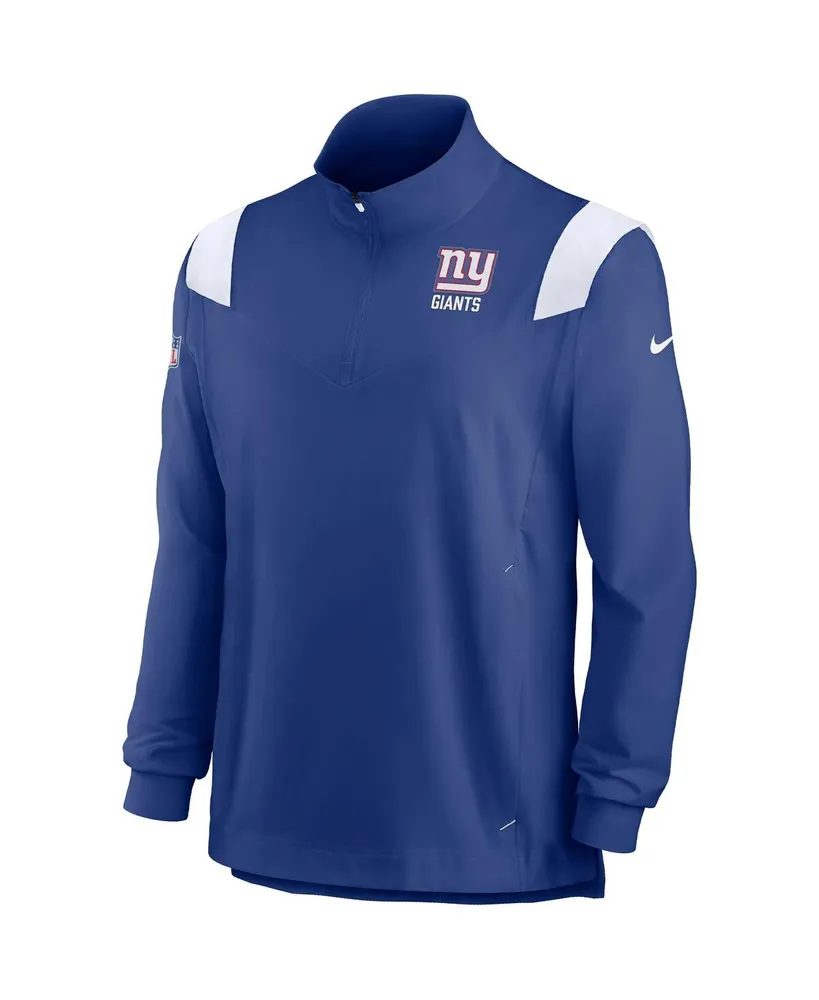Men's Nike Royal New York Giants Sideline Coach Chevron Lockup Quarter-zip Long Sleeve Top