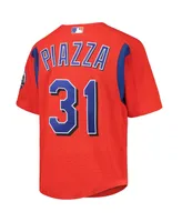 Big Boys Mitchell & Ness Mike Piazza Orange New York Mets Cooperstown Collection Mesh Batting Practice Jersey