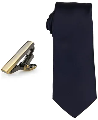 ConStruct Men's Solid Tie & 1" Bar Set