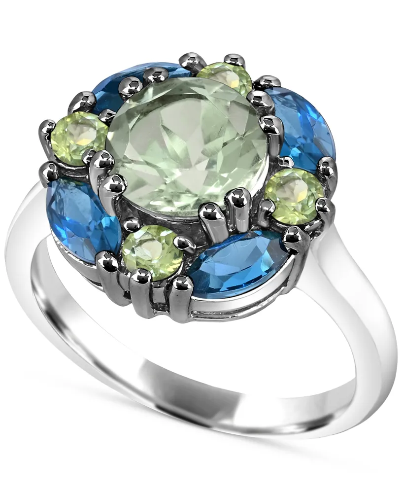 Multi-Gemstone Cluster Ring (3-5/8 ct. t.w.) in Sterling Silver - Multi