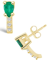 Macy's Emerald (3/4 Ct. t.w.) and Diamond (1/8 Stud Earrings