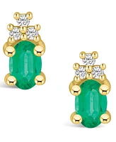 Macy's Emerald (-/ Ct. t.w.) and Diamond (1/ Stud Earrings