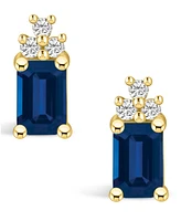 Macy's Sapphire (1-3/8 Ct. t.w.) and Diamond (1/10 Stud Earrings