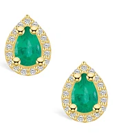 Macy's Emerald (/ Ct. t.w.) and Diamond (/ Halo Stud Earrings