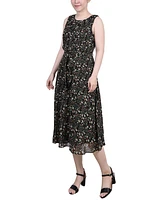 Petite Sleeveless Chiffon Belted Dress