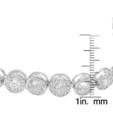 Macy's Fine Silver Plated Cubic Zirconia Round Halo and Bezel Link Bracelet