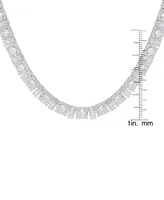 Macy's Fine Silver Plated Cubic Zirconia and Baguette Link Necklace