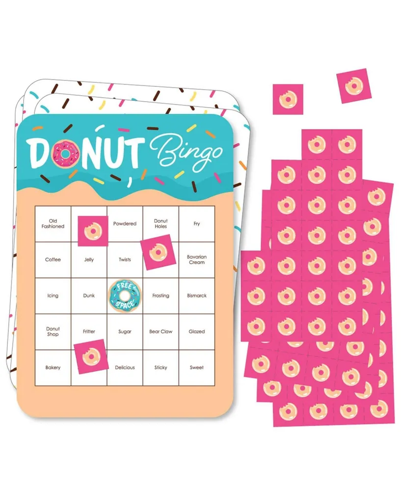 Donut Worry, Let's Party - Bingo Cards & Markers Doughnut Party Bingo Game 18 Ct