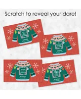 Colorful Christmas Sweaters Ugly Holiday Party Game Scratch Off Dare Cards 22 Ct