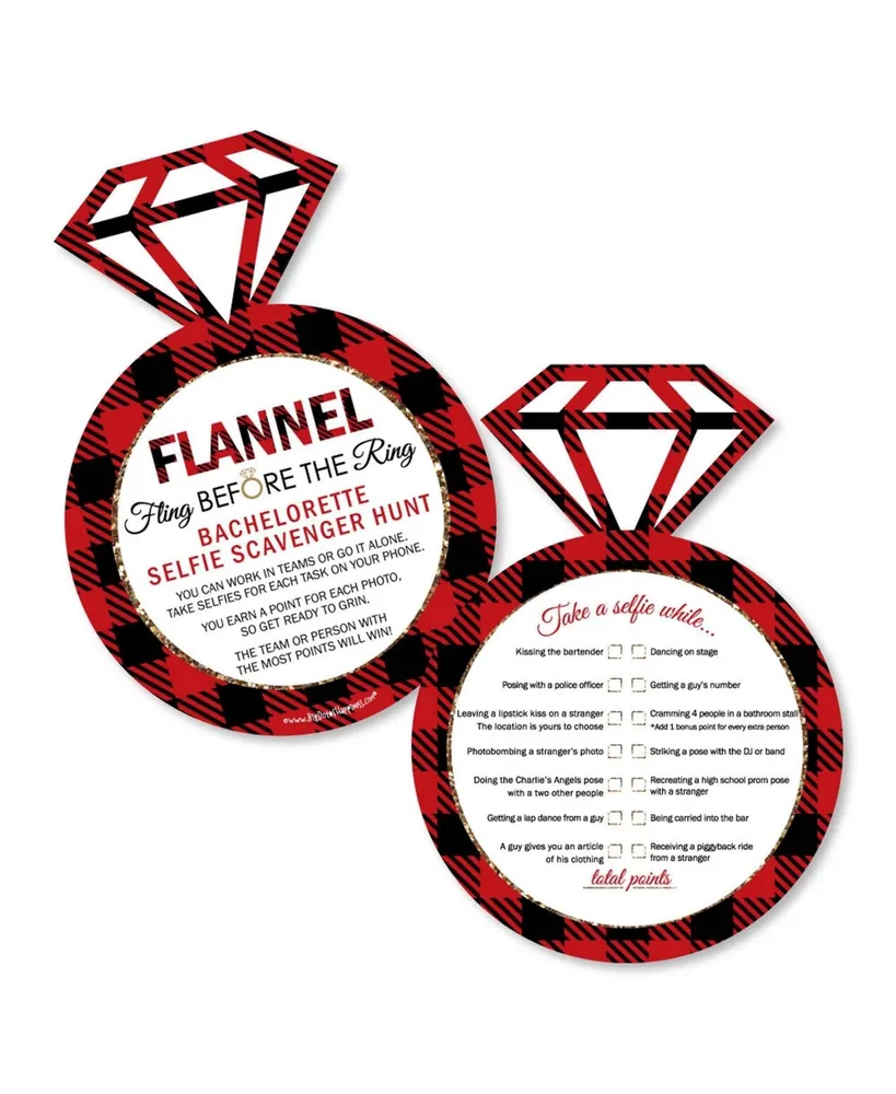 Flannel Fling Before the Ring - Selfie Scavenger Hunt - Bachelorette Game 12 Ct