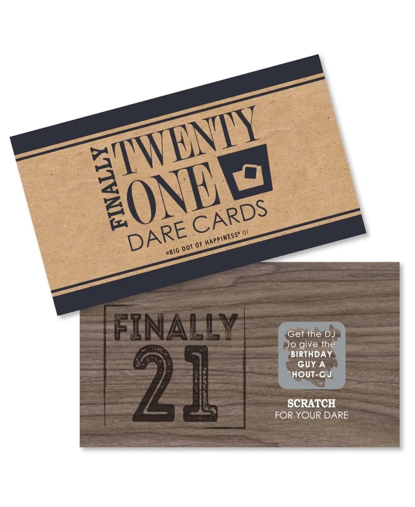 Finally 21 - 21st Birthday - Birthday Party Game Scratch Off Dare Cards - 22 Ct
