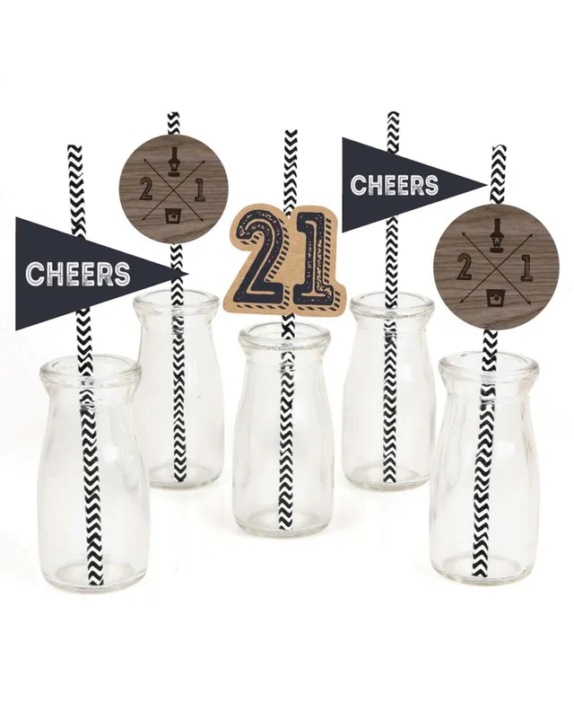 Big Dot of Happiness Hello New Year - Paper Straw Decor - 2024 NYE Party  Striped Decorative Straws - Set of 24