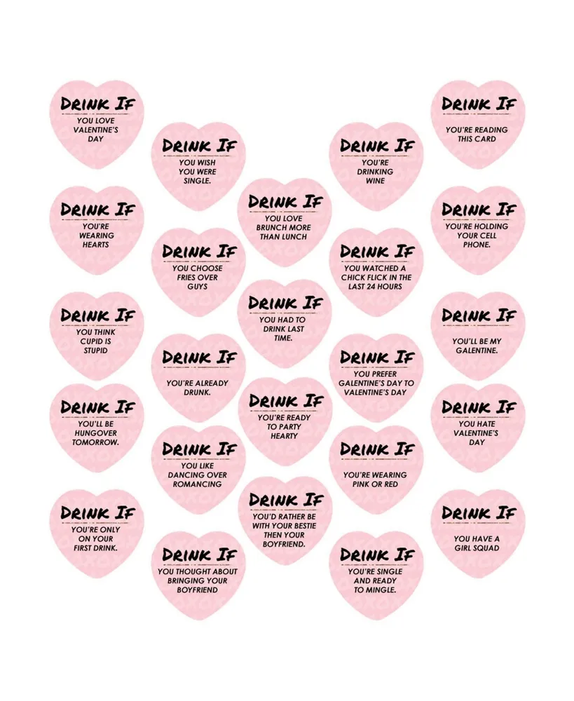 Big Dot of Happiness Drink If Game - Be My Galentine - Valentine's Day Party Game - 24 Count