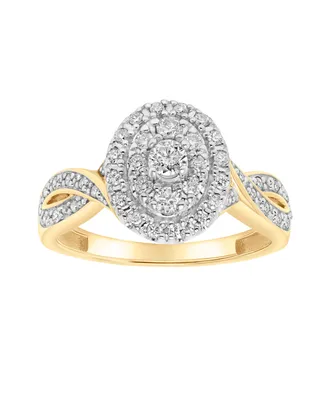 Diamond Oval Cluster Engagement Ring (1/2 ct. t.w.) in 14k Gold