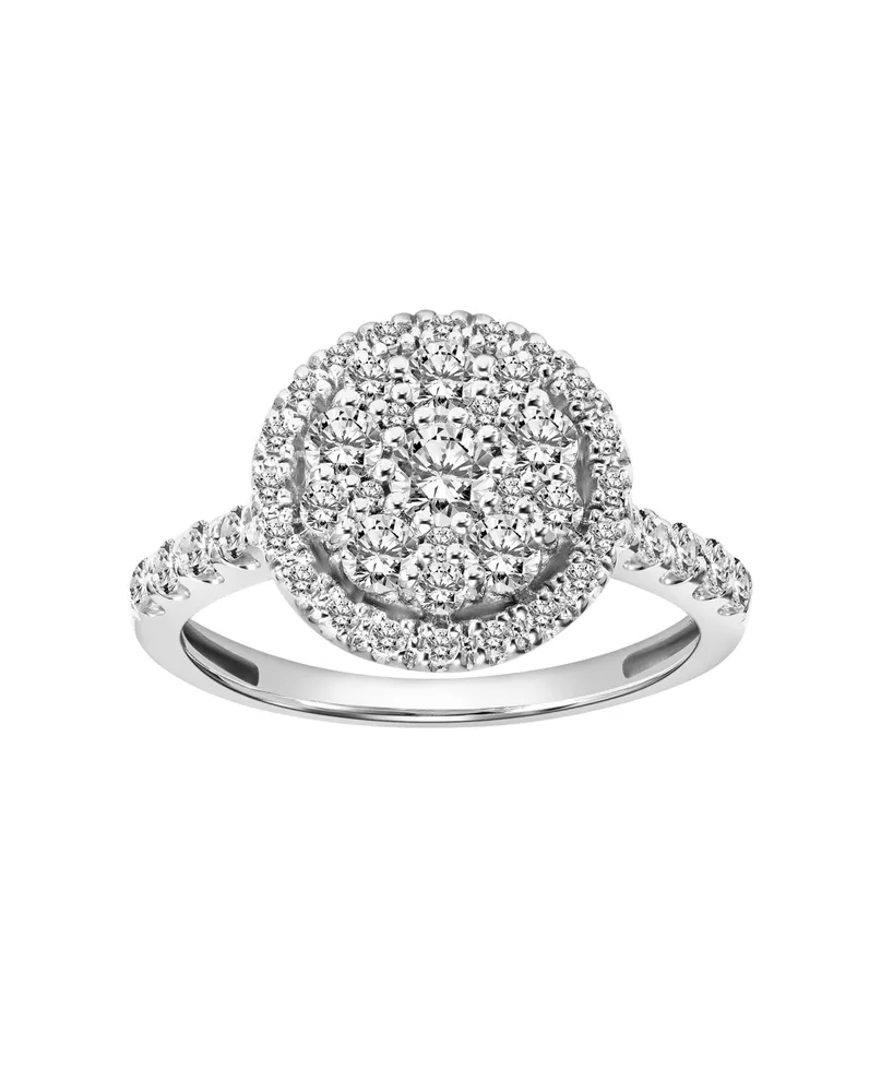 Diamond Halo Cluster Engagement Ring (1 ct. t.w.) in 14k White Gold