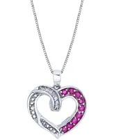 Ruby (3/4 ct. t.w.) & Diamond (1/20 ct. t.w.) Open Heart 18" Pendant Necklace in Sterling Silver