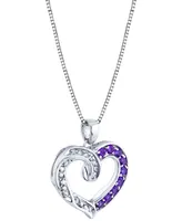 Amethyst (1/2 ct. t.w.) & Diamond (1/20 ct. t.w.) Heart 18" Pendant Necklace in Sterling Silver