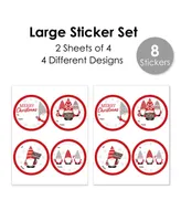 Christmas Gnomes Round Holiday Party To and From Gift Tags Large Stickers 8 Ct