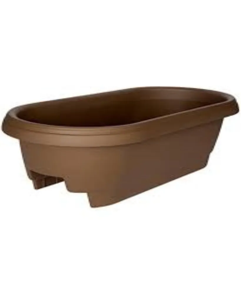 Apollo Plastic Dual Deck Railing Planter Mocha 24 Inch