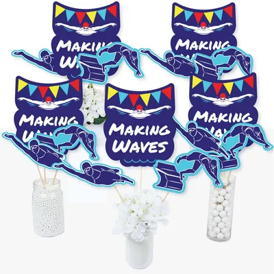 Making Waves - Swim Team - Birthday Centerpiece Sticks - Table Toppers-Set of 15
