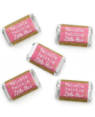 Pink Twinkle Twinkle Little Star - Mini Candy Bar Wrapper Sticker Favors - 40 Ct