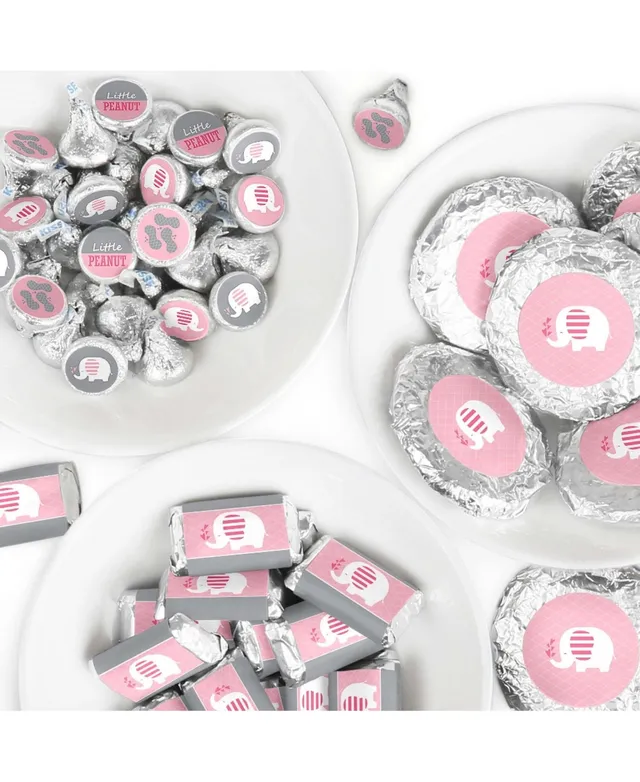 Big Dot of Happiness - It's A Girl - Mini Candy Bar Wrappers, Round Candy Stickers and Circle Stickers - Pink Baby Shower Candy Favor Sticker Kit - 304 Pieces