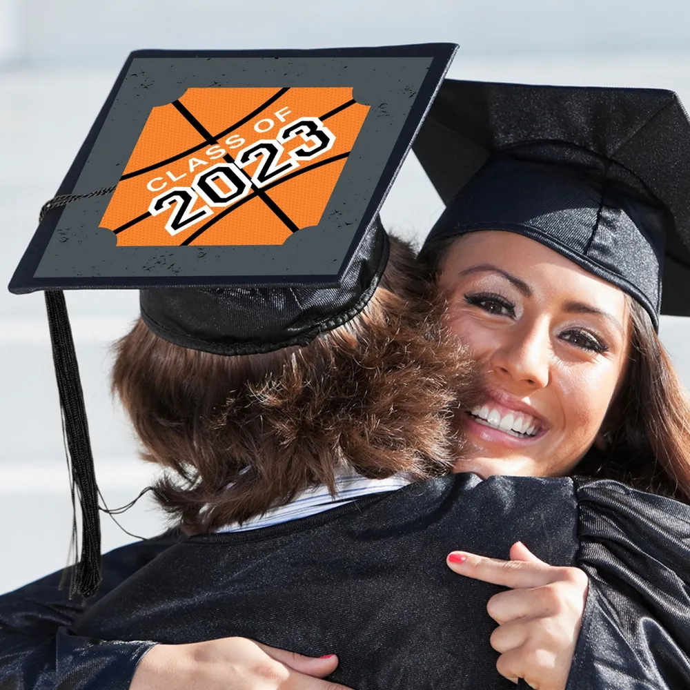 Big Dot of Happiness Grad Basketball - 2024 Graduation Cap Decorations Kit - Grad Cap Cover