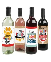 Happy Gotcha Day - Pet Adoption Party Decor - Wine Bottle Label Stickers - 4 Ct - Assorted Pre