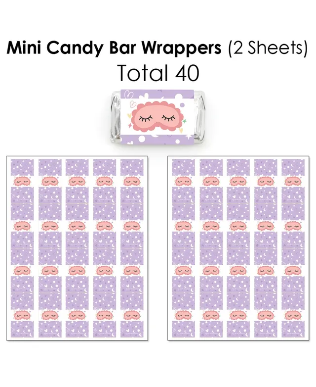 Big Dot of Happiness Spa Day - Mini Candy Bar Wrappers, Round Candy Stickers and Circle Stickers - Girls Makeup Party Candy Favor Sticker Kit - 304