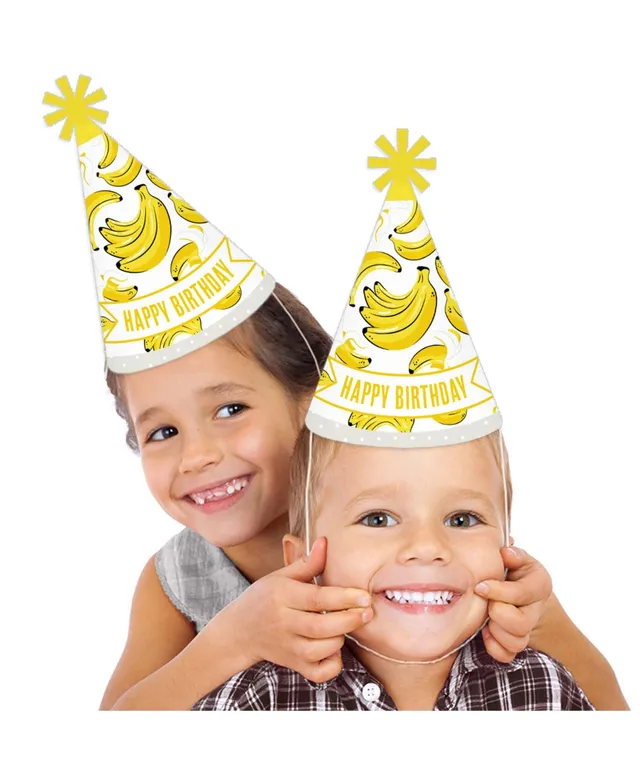 Big Dot Of Happiness Let's Go Bananas - Cone Happy Birthday Party Hats  Standard Size 8 Count