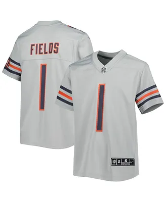Big Boys Nike Justin Fields Gray Chicago Bears Inverted Game Jersey