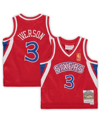 Infant Boys and Girls Mitchell & Ness Allen Iverson Red Philadelphia 76ers 1996/97 Hardwood Classics Retired Player Jersey