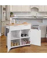 Costway Rolling Kitchen Cart Island Heavy Duty Storage Trolley Cabinet