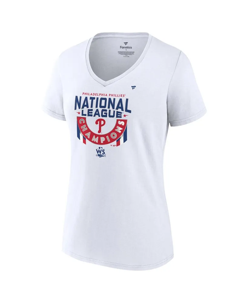 Women's Fanatics White Philadelphia Phillies 2022 National League Champions Locker Room Plus Size V-Neck T-shirt