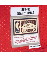 Men's Mitchell & Ness Isiah Thomas Blue, Red Detroit Pistons Hardwood Classics 1988-89 Split Swingman Jersey