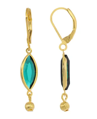 2028 Women's Gold-Tone Crystal Oval Drop Earrings