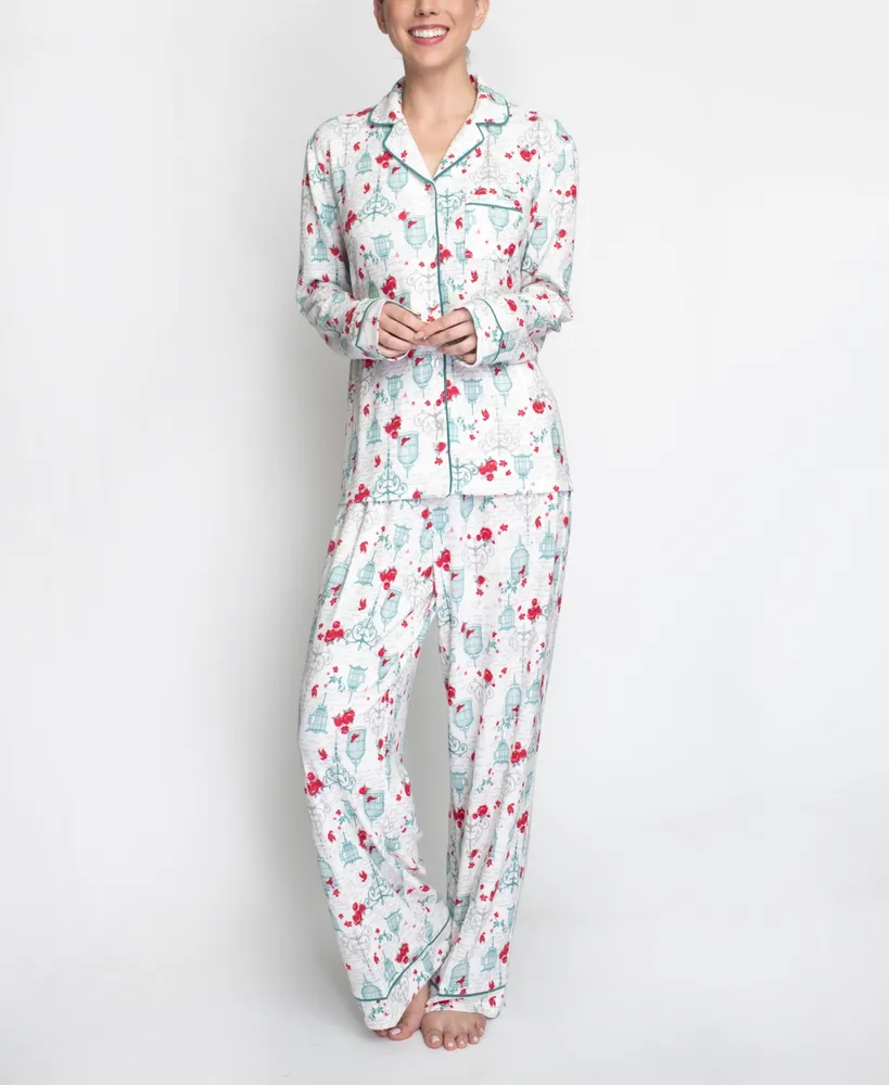 White Orchid Women's Butter Knit Holiday Cardinal Pajama Set, 2 Piece
