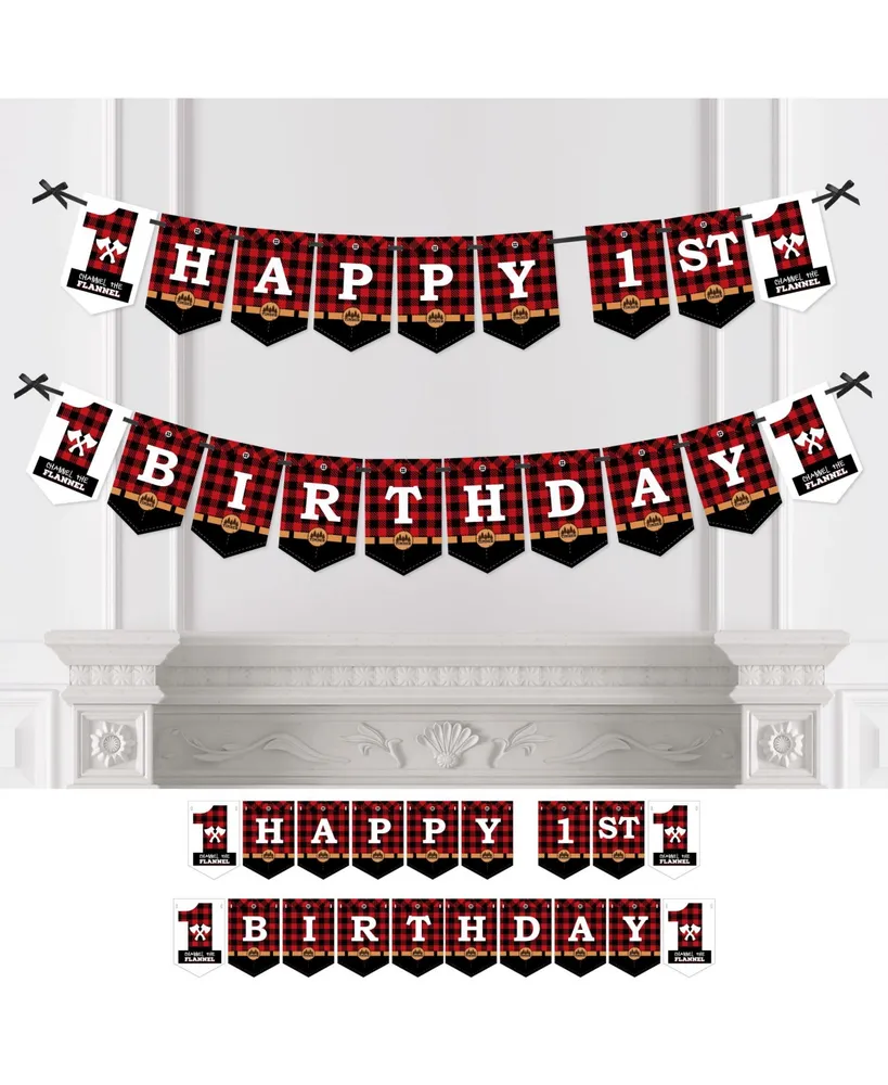1st Birthday Lumberjack - Channel The Flannel Bunting Banner Happy 1st Birthday