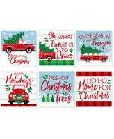 Big Dot of Happiness Merry Little Christmas Tree Funny Truck Party Decorations Drink Coasters 6 Ct