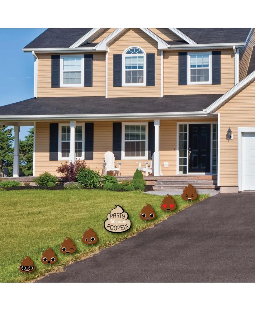 Til You're Pooped - Outdoor Lawn Decor - Poop Emoji Yard Signs - Set of 8