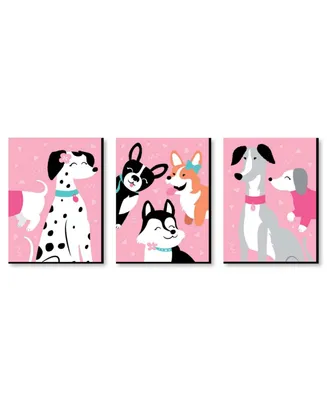 Pawty Like a Puppy Girl - Pink Wall Art Room Decor - 7.5 x 10 inches - 3 Prints
