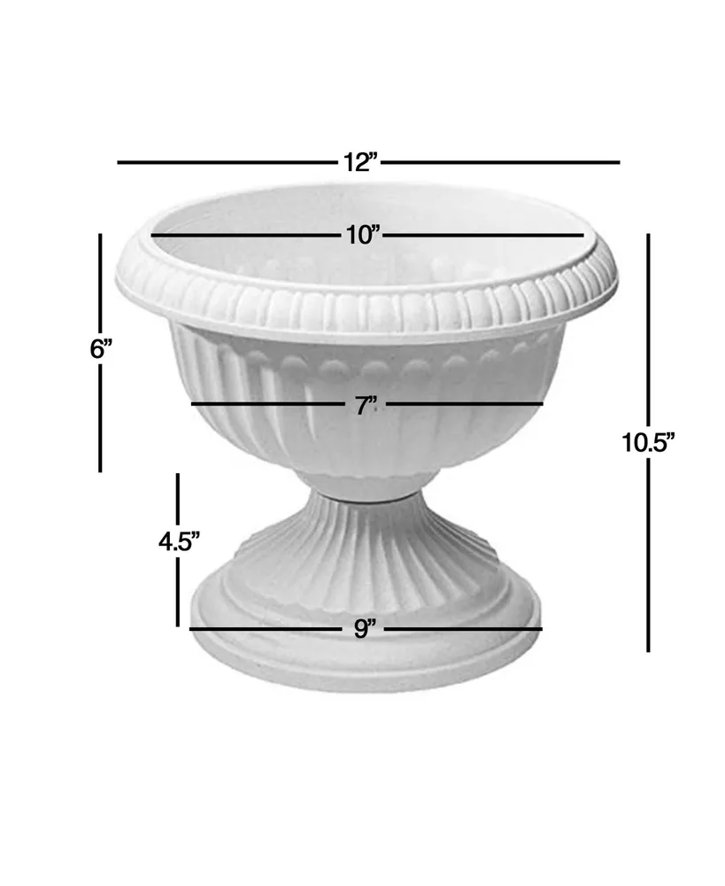 Novelty Grecian Urn Plastic Planter for Indoor/Outdoor Use, Stone Colored, 12 inch