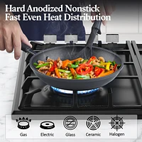 Cook N Home Professional Hard Anodized Nonstick Saute Fry Omelet Pan 3 Piece Set, 8"/9.5"/12"