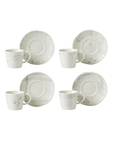 Lenox Oyster Whiteware 8 Piece Espresso Cup and Saucer Set, Service for 4