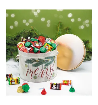 230 pcs Christmas Gift Tin with Hershey's Holiday Chocolate Candy Mix (3.5 lbs) - Assorted Pre