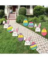 Big Dot of Happiness Hippity Hoppity - Yard Decor - Outdoor Easter Lawn Decor - 10 Pc