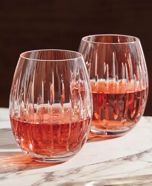 Set of Two Reed & Barton Soho Crystal Stemless Wine Glasses